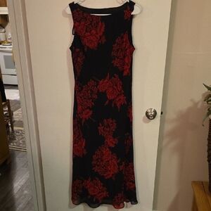 Studio I Red and Black Halter Sheath Maxi Dress